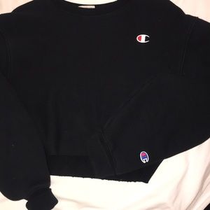 cropped black champion hoodie
